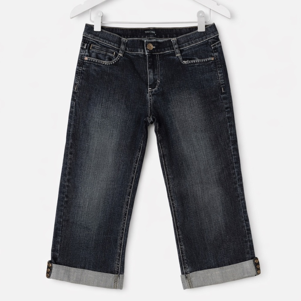 White House Black Market Dark Wash Embellished Cuff Jeans Cropped Ankle